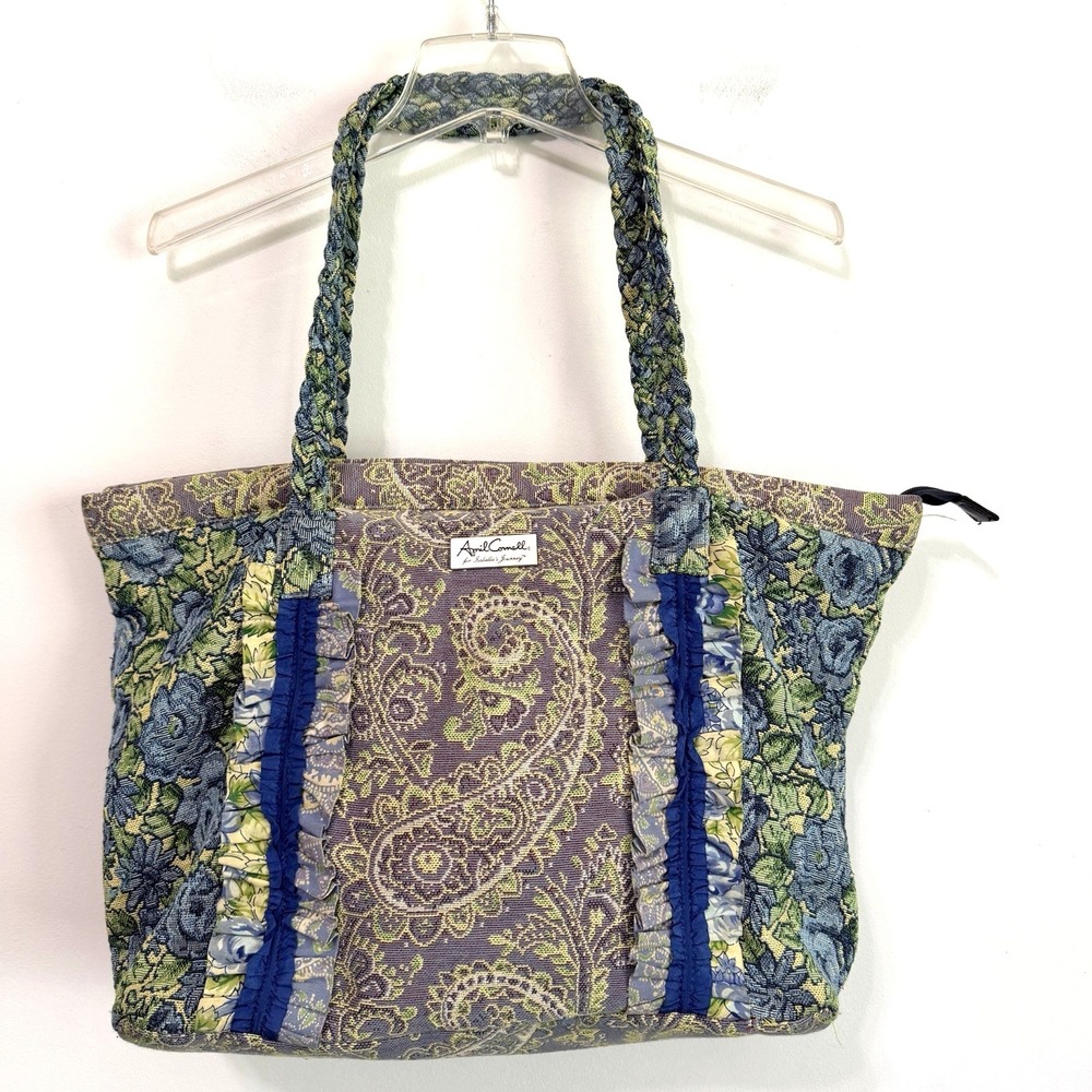 April Cornell Isabellas Journey Large Floral Paisley Tapestry Tote Bag Vintage